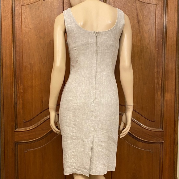 Vintage 90s Dress Linen Moda International Midi Dress Coastal Grandmother Size 4 - Picture 2 of 6